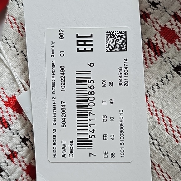 Boss by Hugo Boss Decka Dress Size 6 Plaid Sheath Round Neck Short Sleeve NWT - Picture 10 of 12